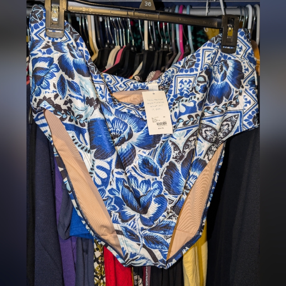 Blue and White Patterned Swim Bottoms